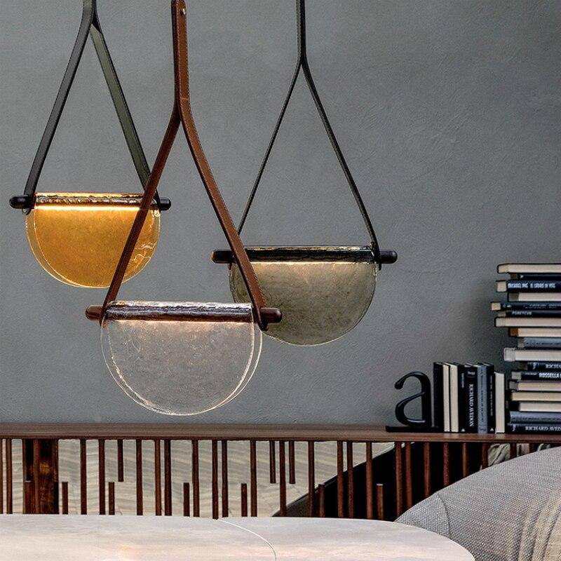 pendant light LED design with Creative glass semicircle