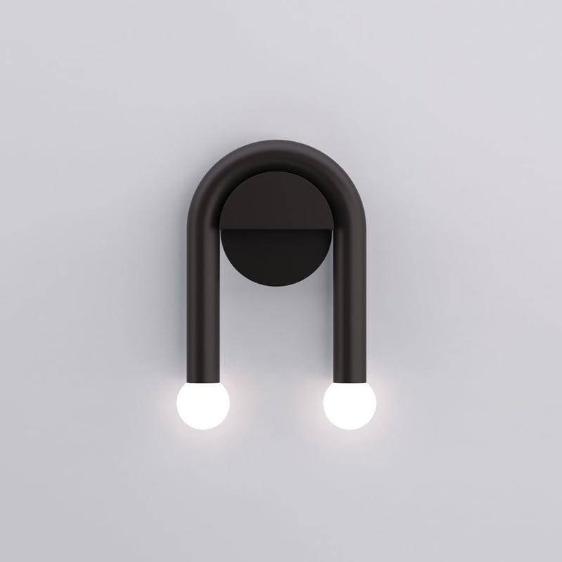 wall lamp black LED design wall lamp with two Shadow glass balls