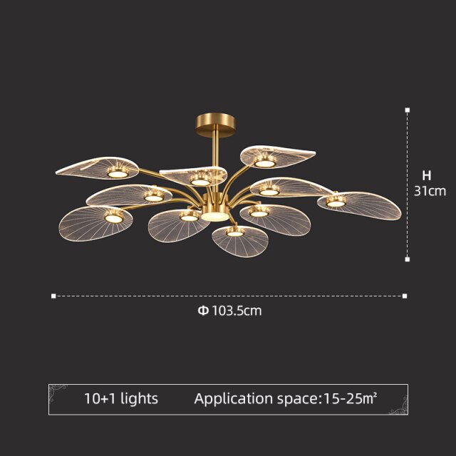 Lustre moderne LED en forme de pétale Akimera