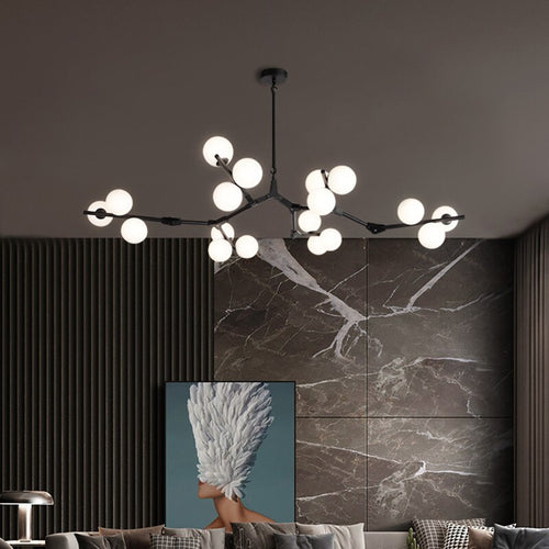 Irune modern branch style LED chandelier with globes