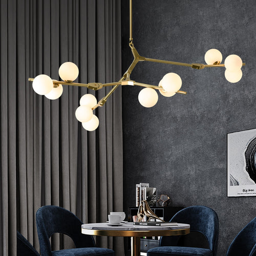 Lustre moderne LED style branche colorée et globes Irune - vue 7 sur 15