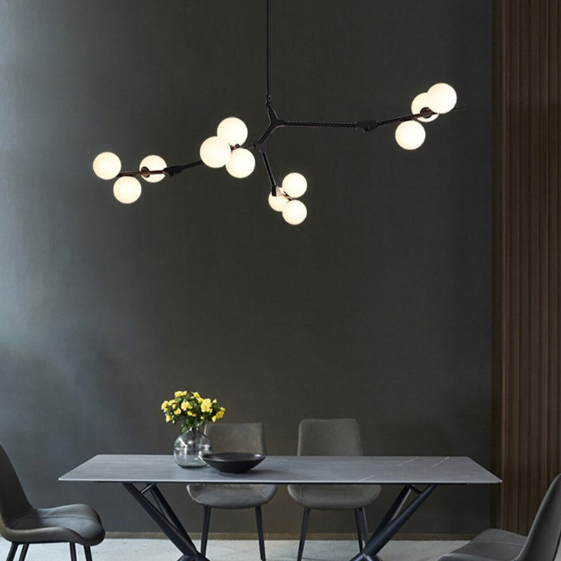 Lustre moderne LED style branche colorée et globes Irune