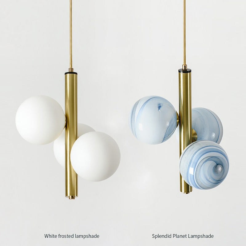 pendant light modern LED with 3 glass globes Lluna