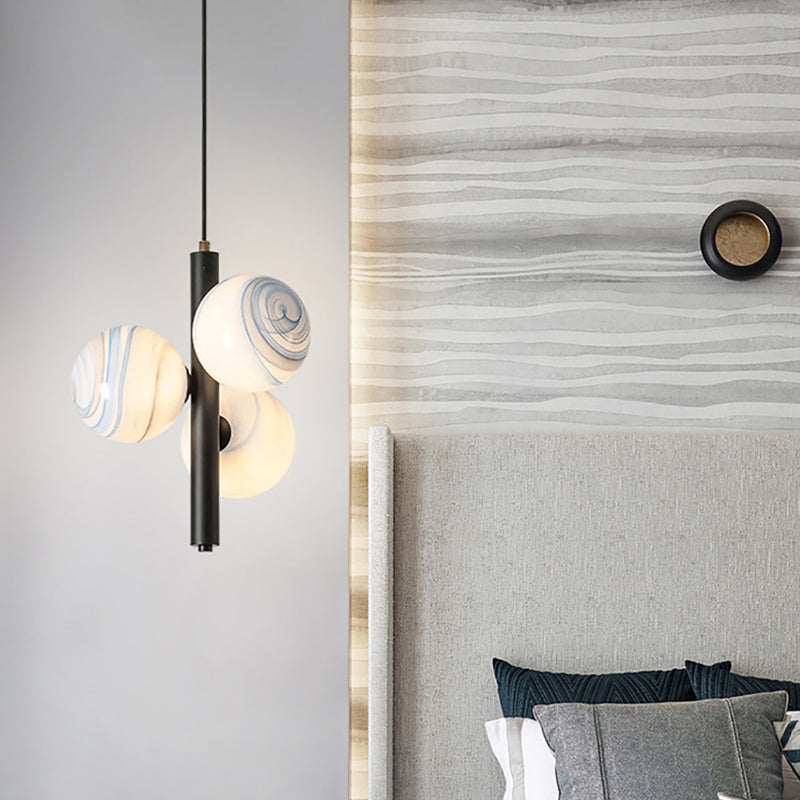 pendant light modern LED with 3 glass globes Lluna