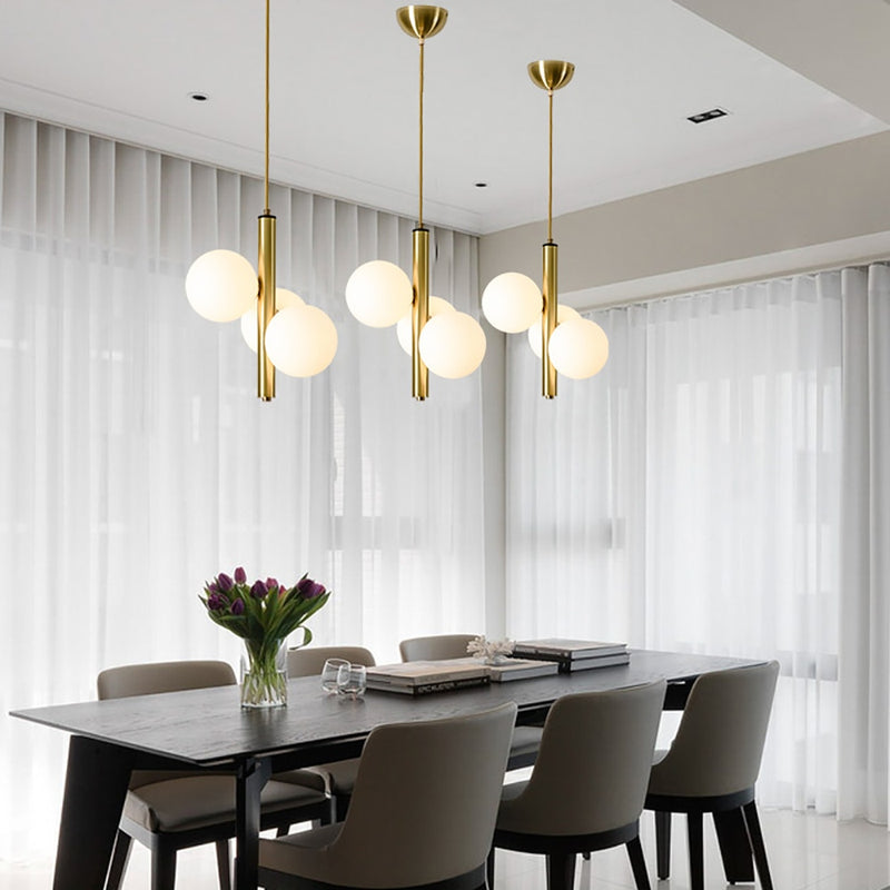 pendant light modern LED with 3 glass globes Lluna