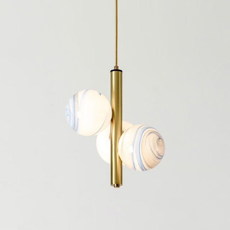 pendant light modern LED with 3 glass globes Lluna