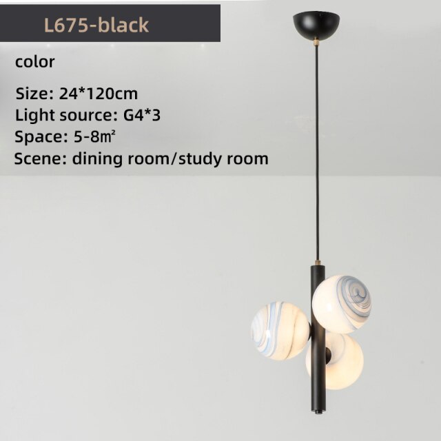 pendant light modern LED with 3 glass globes Lluna