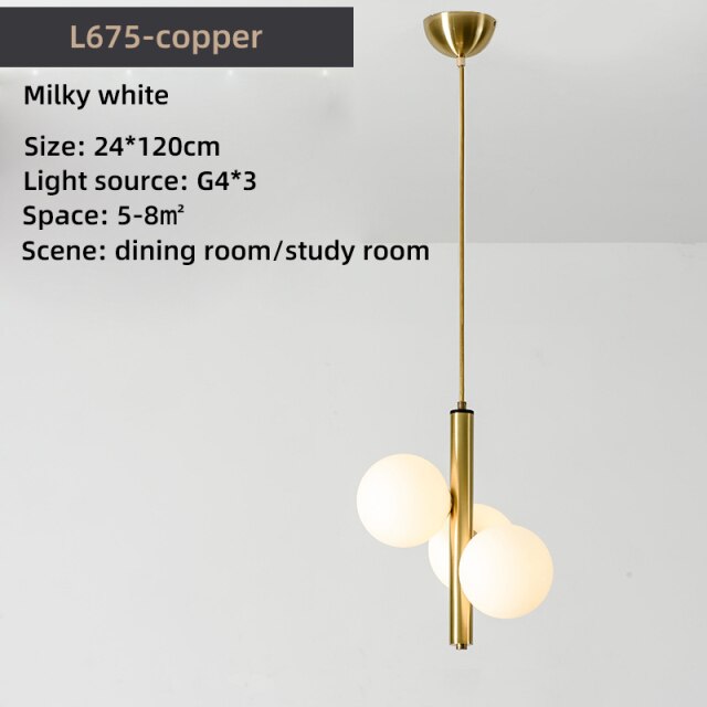 pendant light modern LED with 3 glass globes Lluna