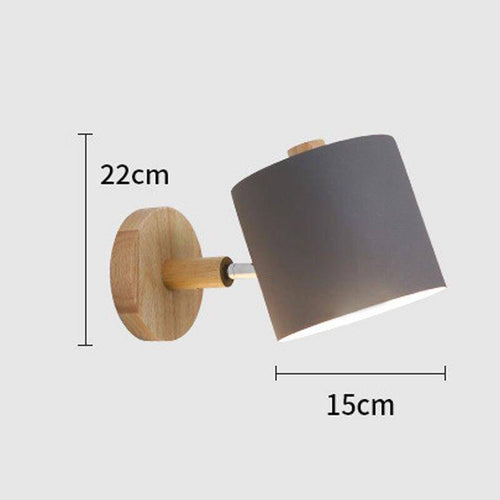 Applique murale moderne LED en bois avec abat-jour arrondi coloré Nordic - vue 7 sur 8