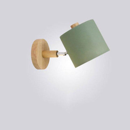 Applique murale moderne LED en bois avec abat-jour arrondi coloré Nordic - vue 9 sur 8