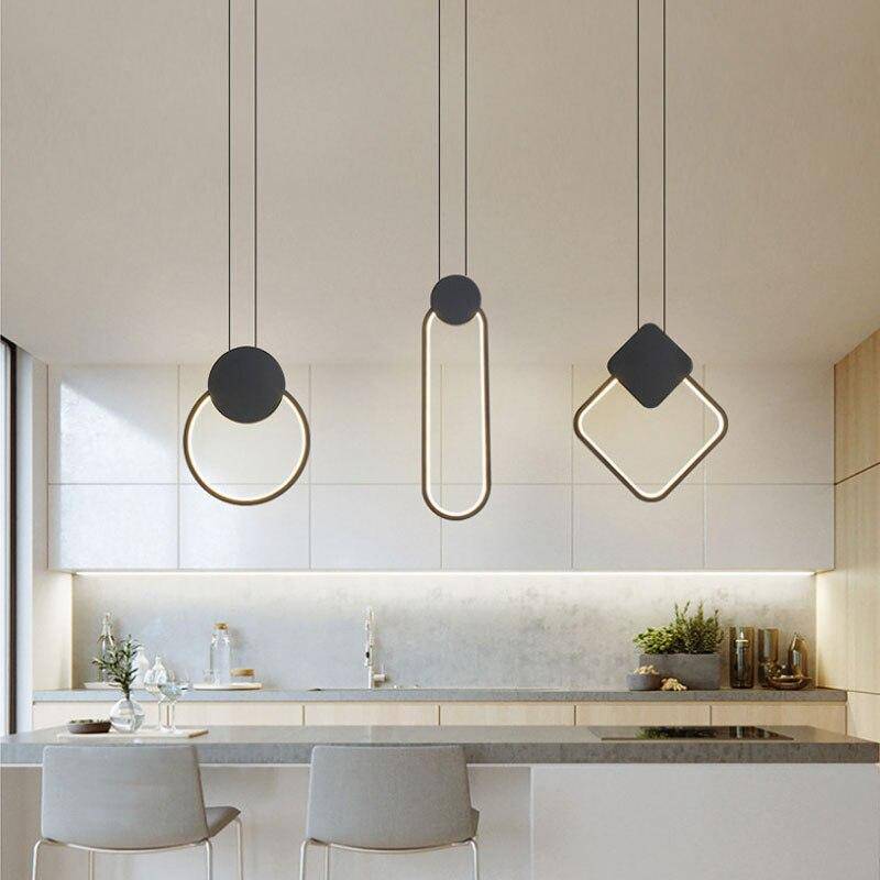 Suspension design LED aux formes géométriques en métal Luxury