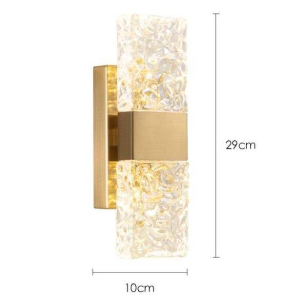 Applique murale design à LED en verre cristal et cube doré Loft