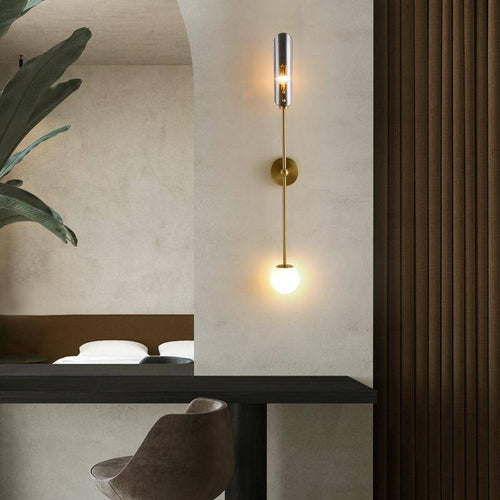 wall lamp Design LED wall lamp with gold stem and Nordic glass