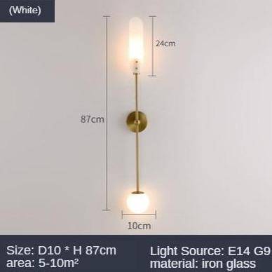 Applique murale design à LED dorée avec tige doré et verre Nordic - vue 7 sur 7