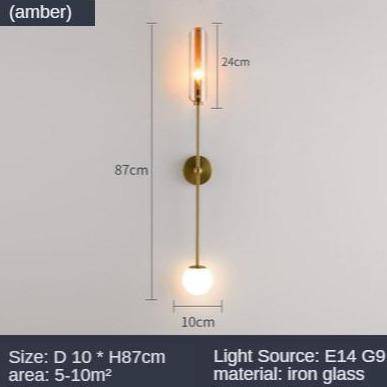 wall lamp Design LED wall lamp with gold stem and Nordic glass