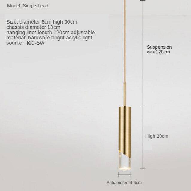 Suspension design à LED en métal style cylindre Loft