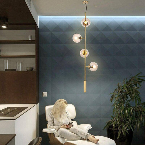 Lustre design LED en métal avec plusieurs boules en verre rétro - vue 5 sur 6