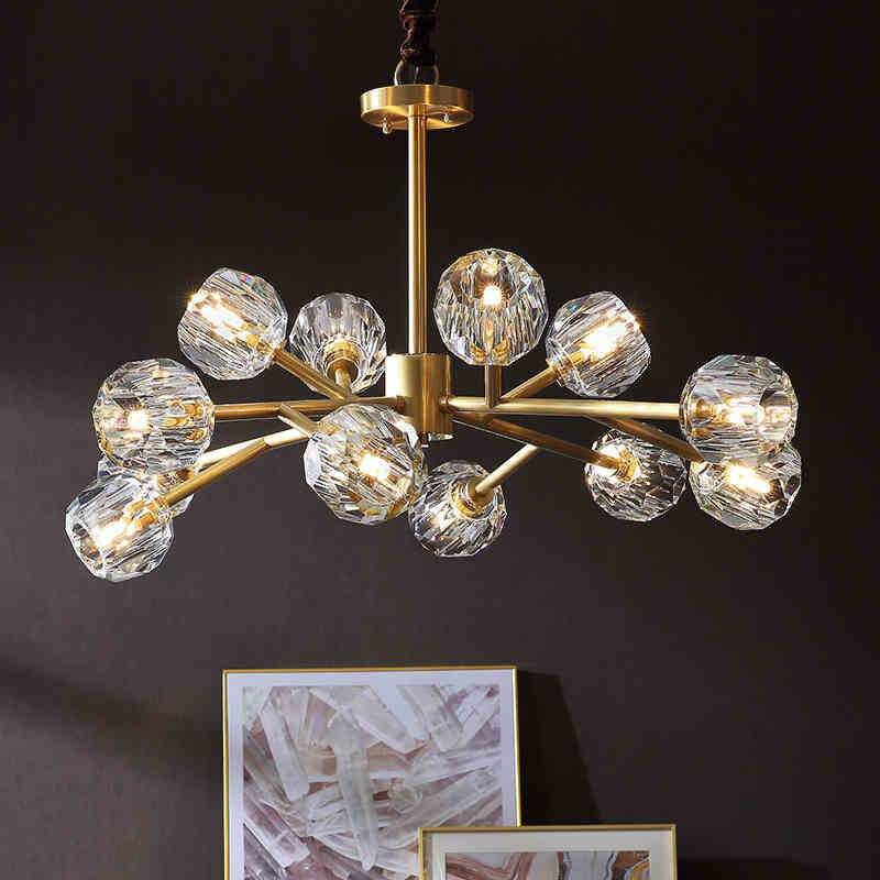 Lustre design à LED doré avec boule en cristal Luxury