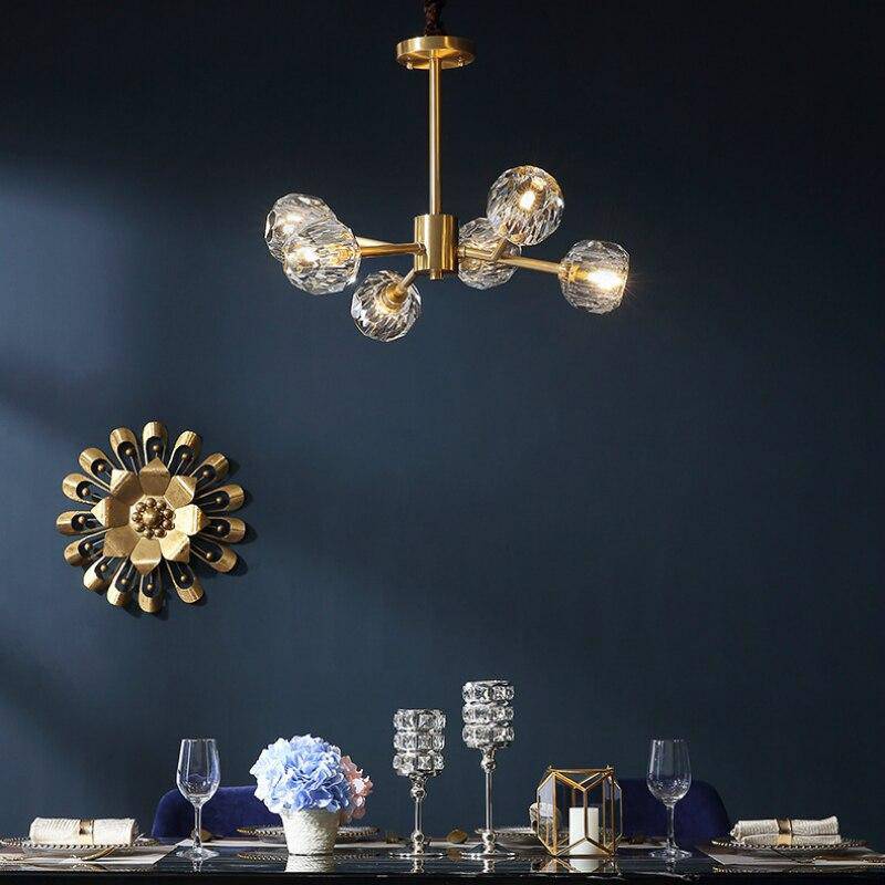 Lustre design à LED doré avec boule en cristal Luxury