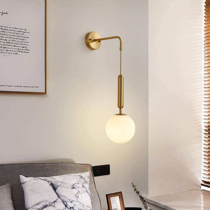 wall lamp LED design wall lamp in gold with glass ball Shadow