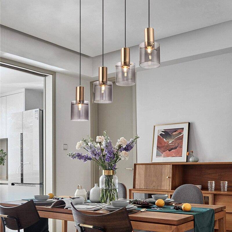 pendant light LED design with lampshade cylindrical glass Loft