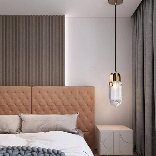 pendant light LED design with lampshade glass and gold finishes