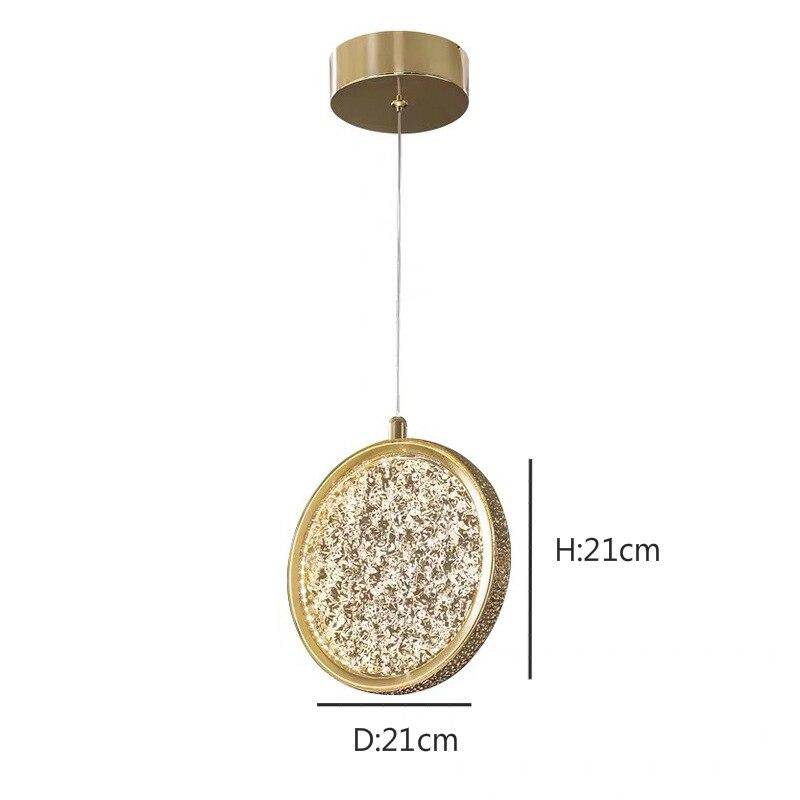 pendant light gold LED design in disc and glass Luxury