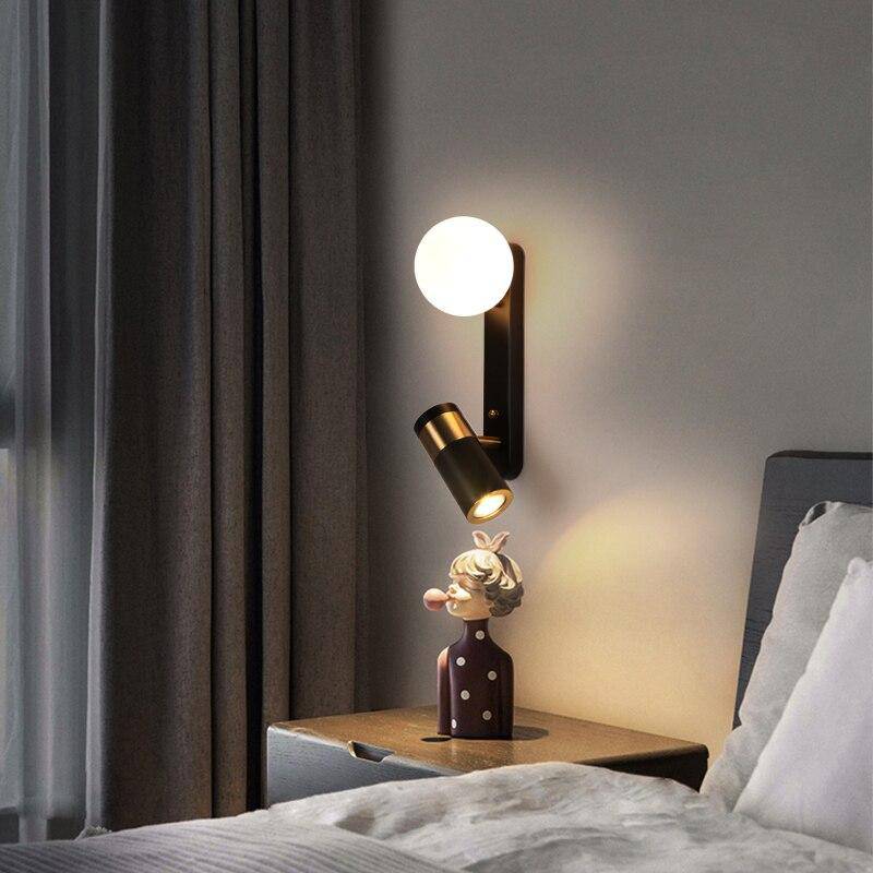 Lámpara de pared design negro y oro LED con bola de cristal Luz