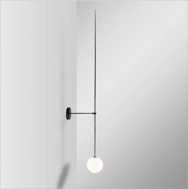 wall lamp LED wall design with gold tube and white glass ball