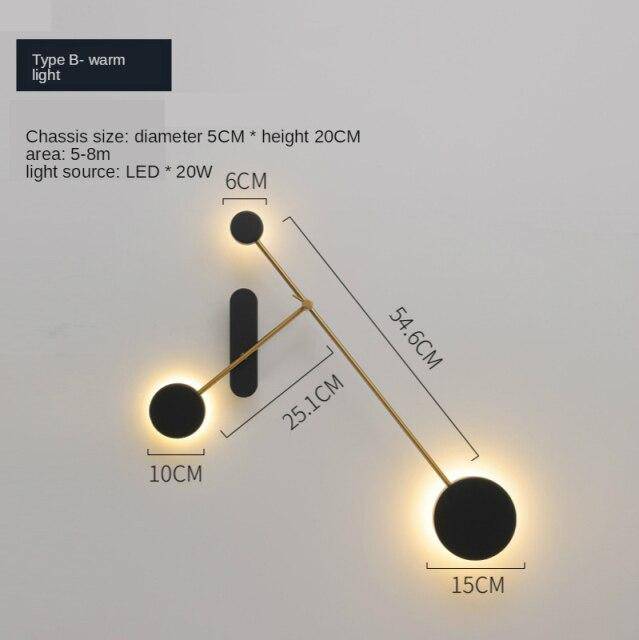 Applique murale design LED avec plusieurs disques noirs Loft