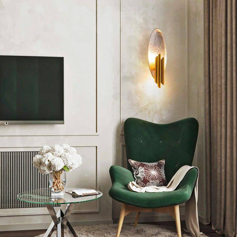 wall lamp LED wall design with metal tile and gold tube