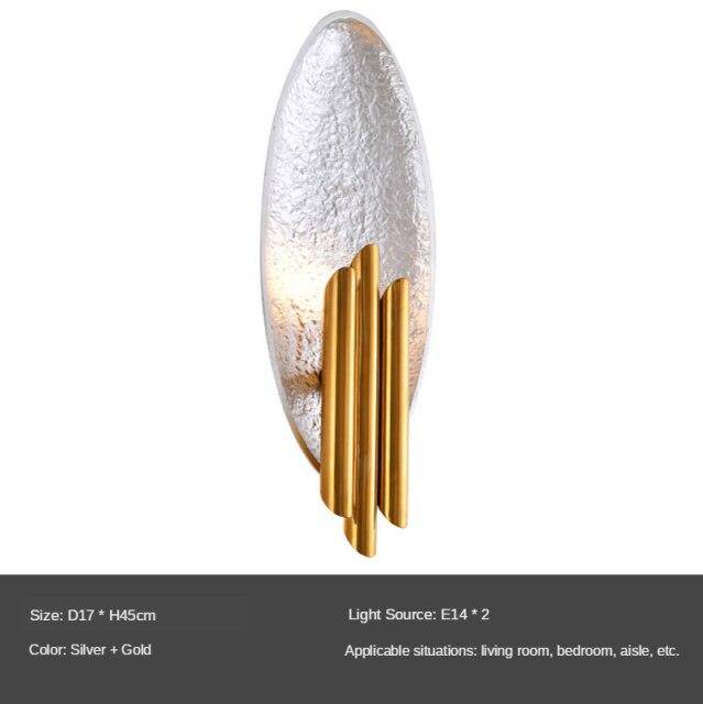 wall lamp LED wall design with metal tile and gold tube