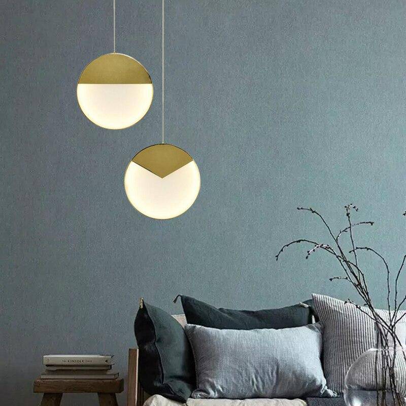 pendant light LED design with thick gold edge disc