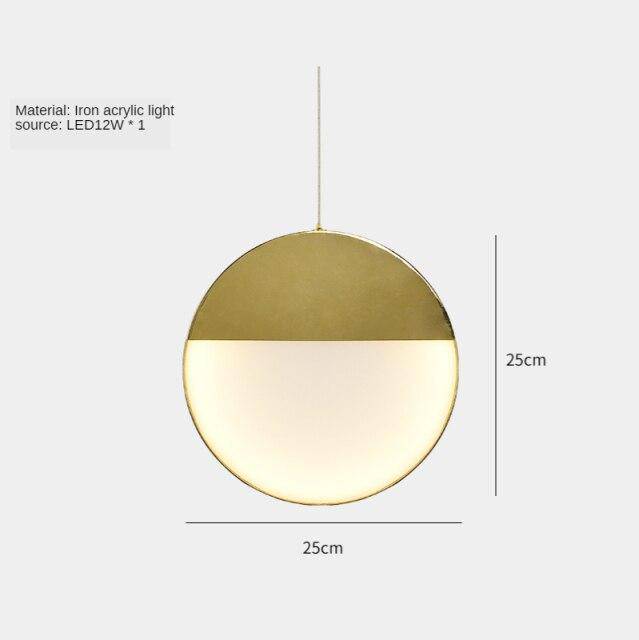 pendant light LED design with thick gold edge disc