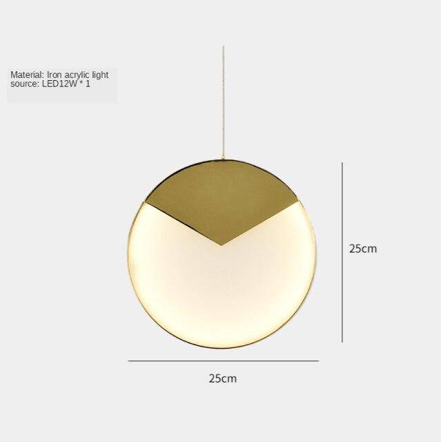 Suspension design LED avec disque aux bords épais dorés - vue 5 sur 8