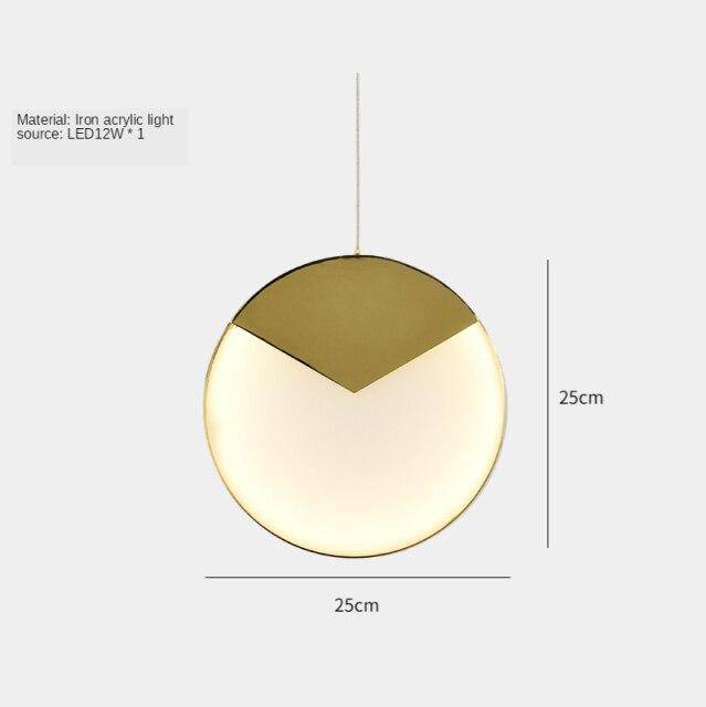 Suspension design LED avec disque aux bords épais dorés