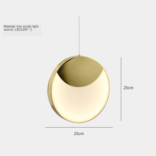 pendant light LED design with thick gold edge disc