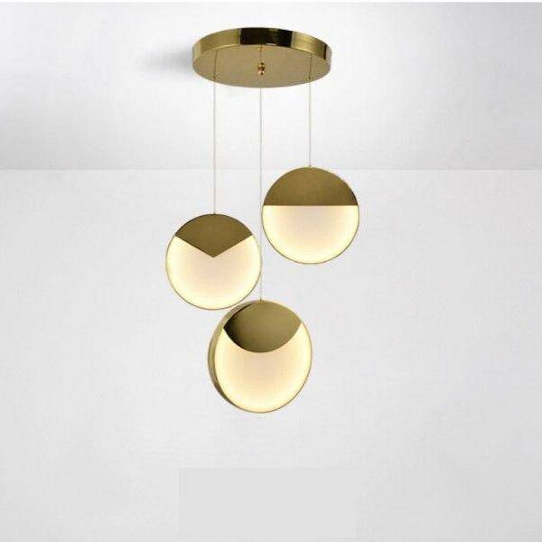 pendant light LED design with thick gold edge disc