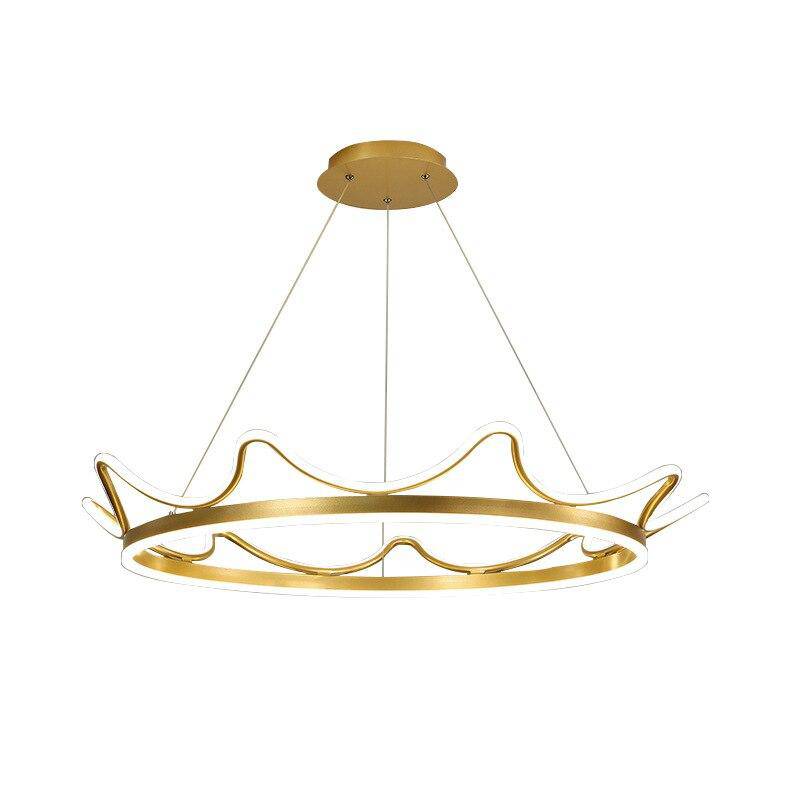 Lustre design LED en métal doré style Crown