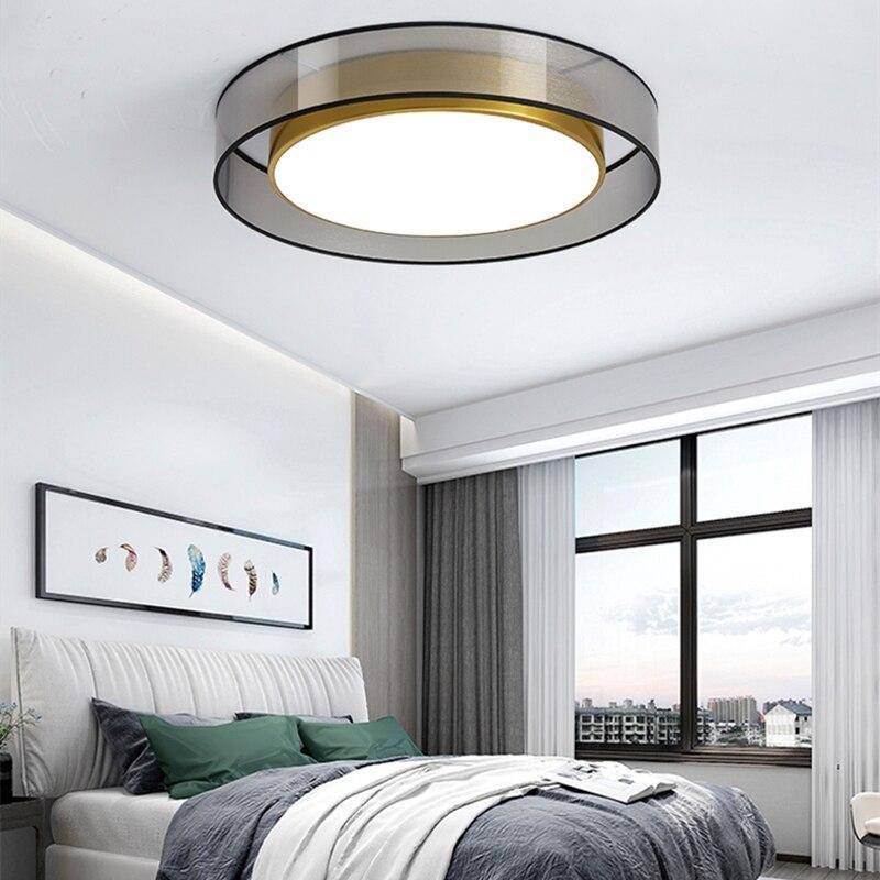 Plafonnier design LED doré avec disque Loft
