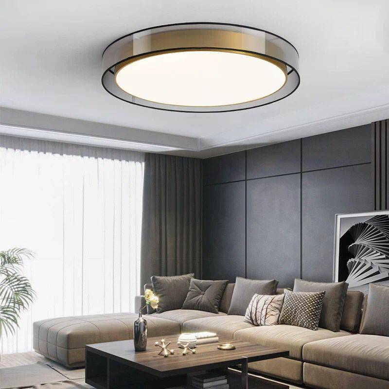 Plafonnier design LED doré avec disque Loft