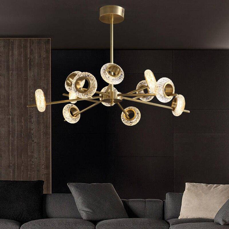 Lustre design à LED avec plusieurs cercles dorés Loft - vue 5 sur 7