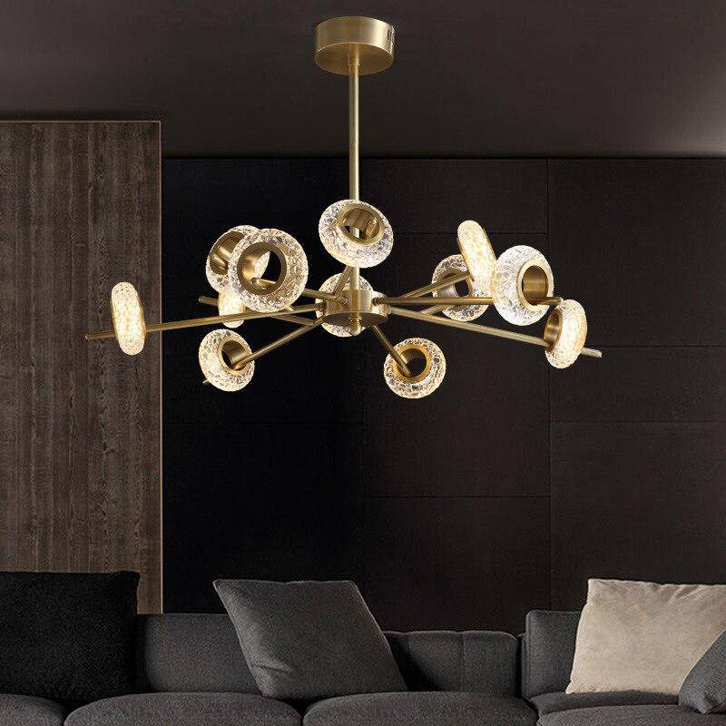 LED design chandelier with several golden circles Loft