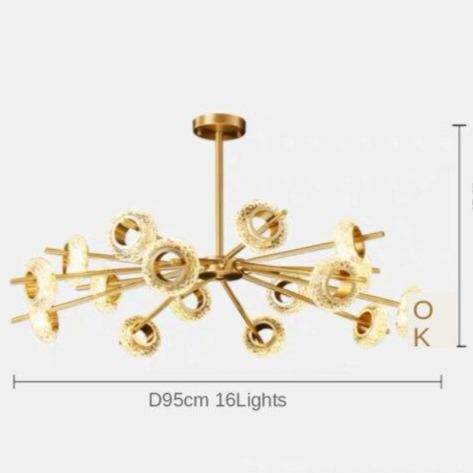 Lámpara de araña design con varios círculos de oro Loft