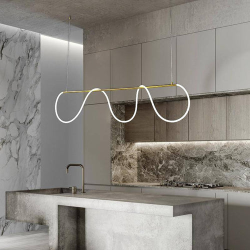 Lustre design LED doré avec bandeau lumineux Shadow