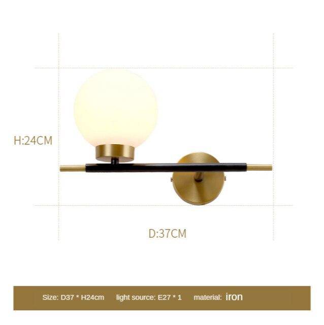 Aplique design LED dorado con bola de cristal Aplique