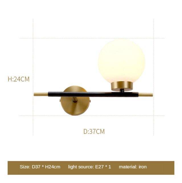 Aplique design LED dorado con bola de cristal Aplique