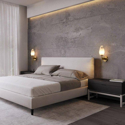 Lámpara de pared design LED oro con pantalla de cristal