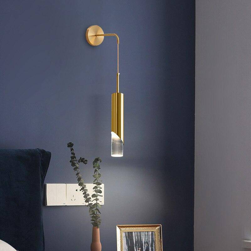 Lámpara de pared design LED con pantalla dorada Luz