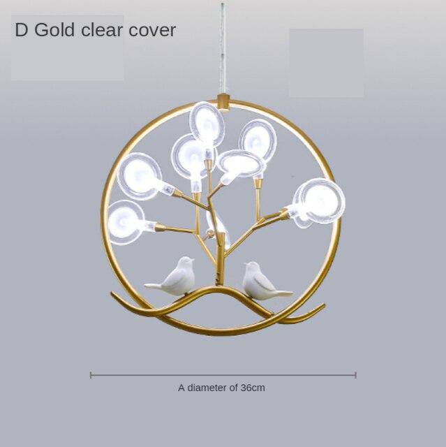 Suspension design LED avec plusieurs branches dorées